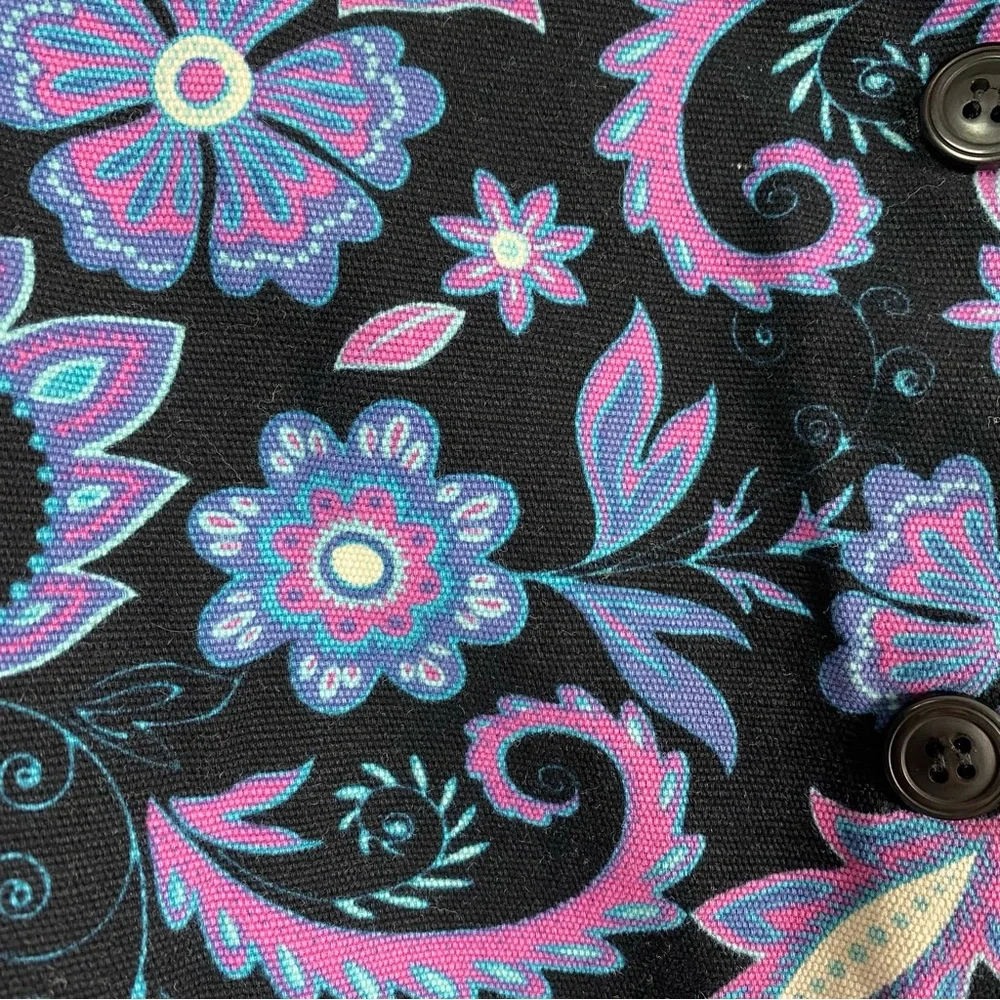 The Tog Shop Purple Black Paisley Floral Twill Jacket Petite Med